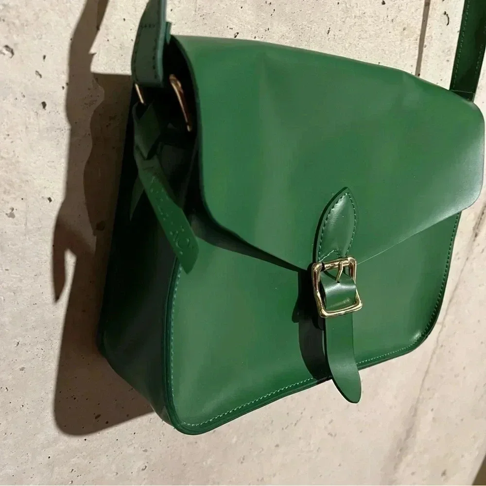 Angela Roi Green Crossbody Shoulder Handbag Flap Messenger Front Buckle